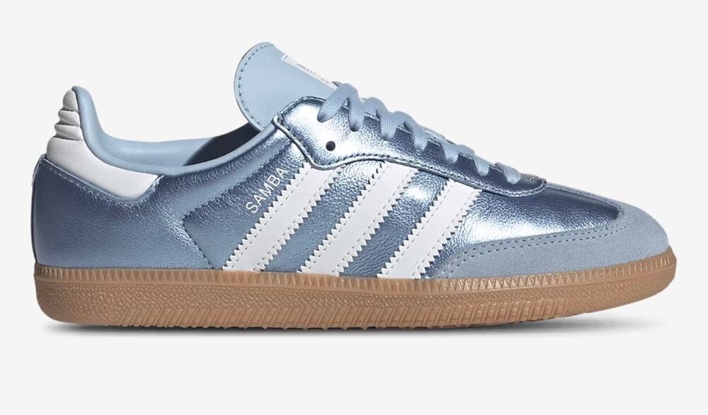 Adidas Samba OG J sky blue Metallic kids Sz 4 youth fits ladies Sz 5.5